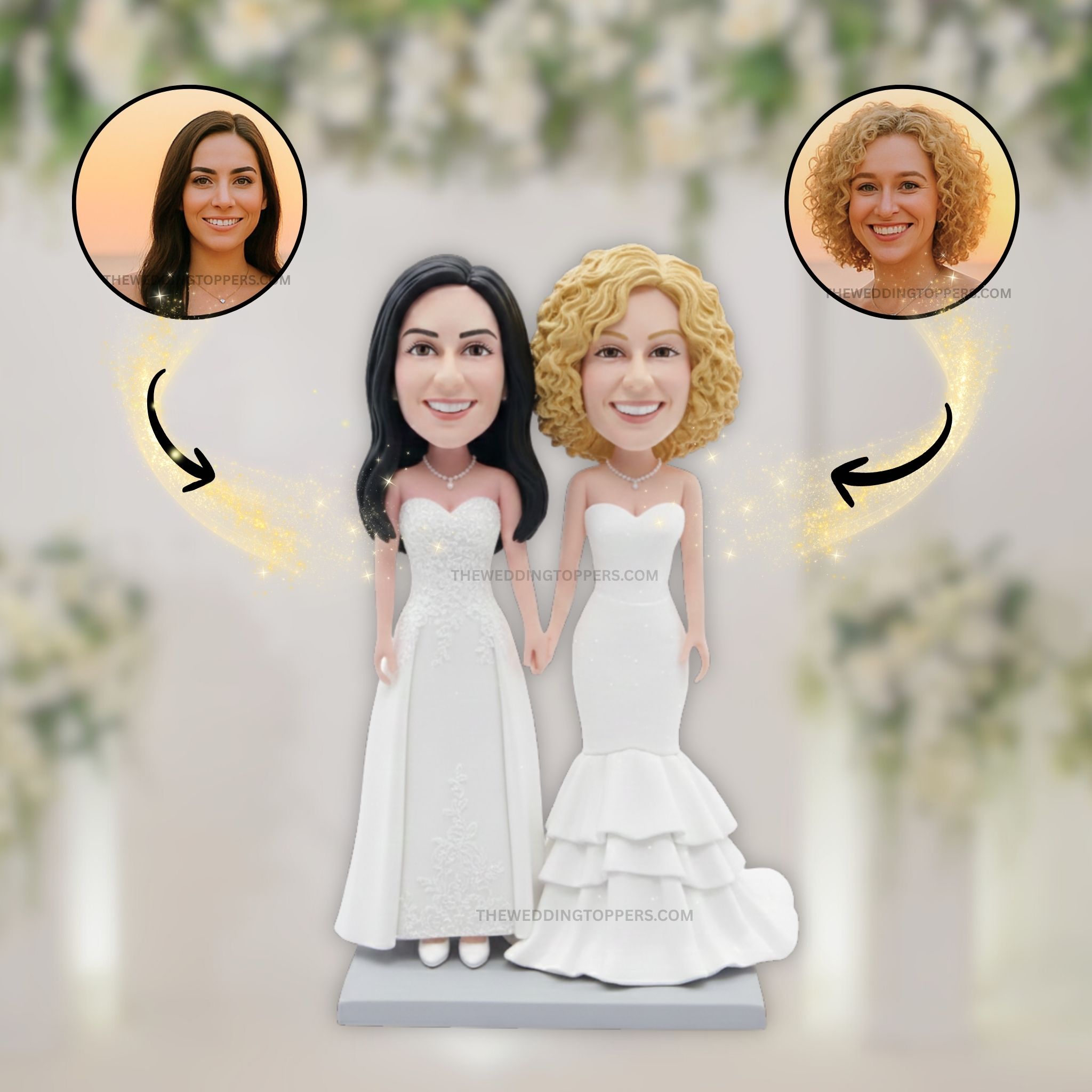 lesbian couple bobblehead lesbian couple wedding cake topper