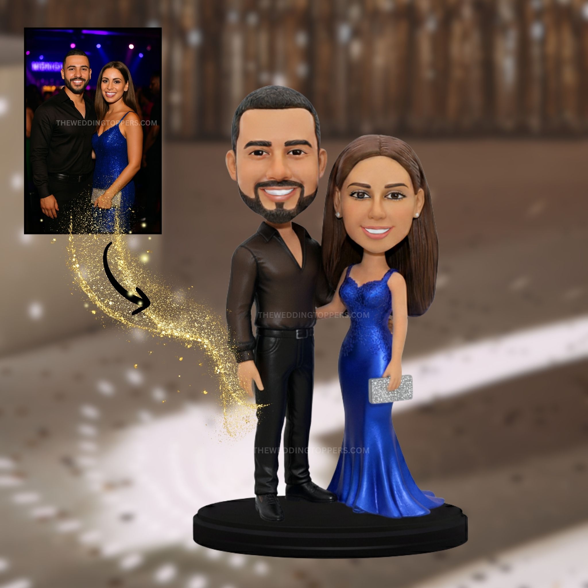 Engagement Couple bobblehead engagement party couple cake topper