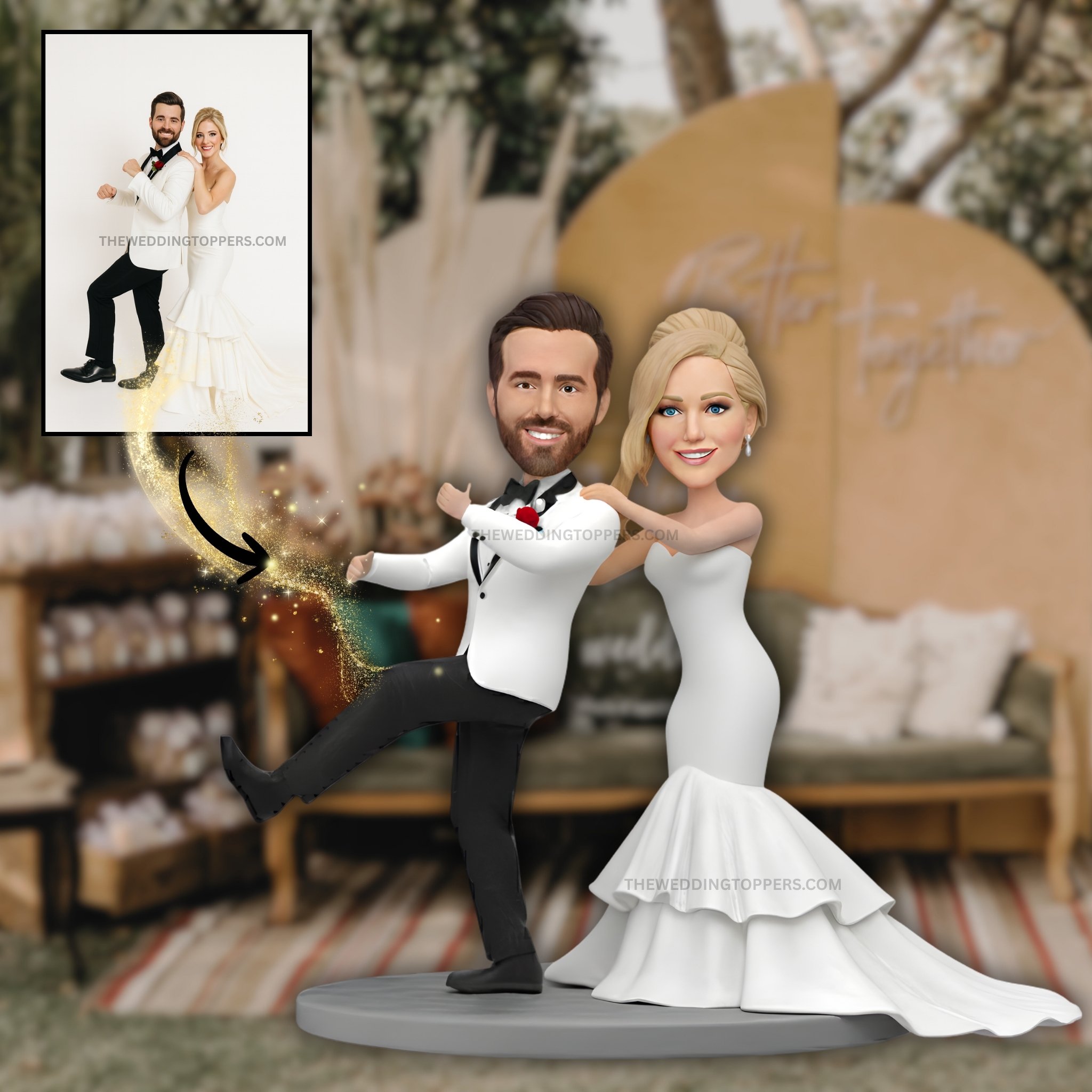 bride dragging groom bobblehead bride dragging groom cake topper