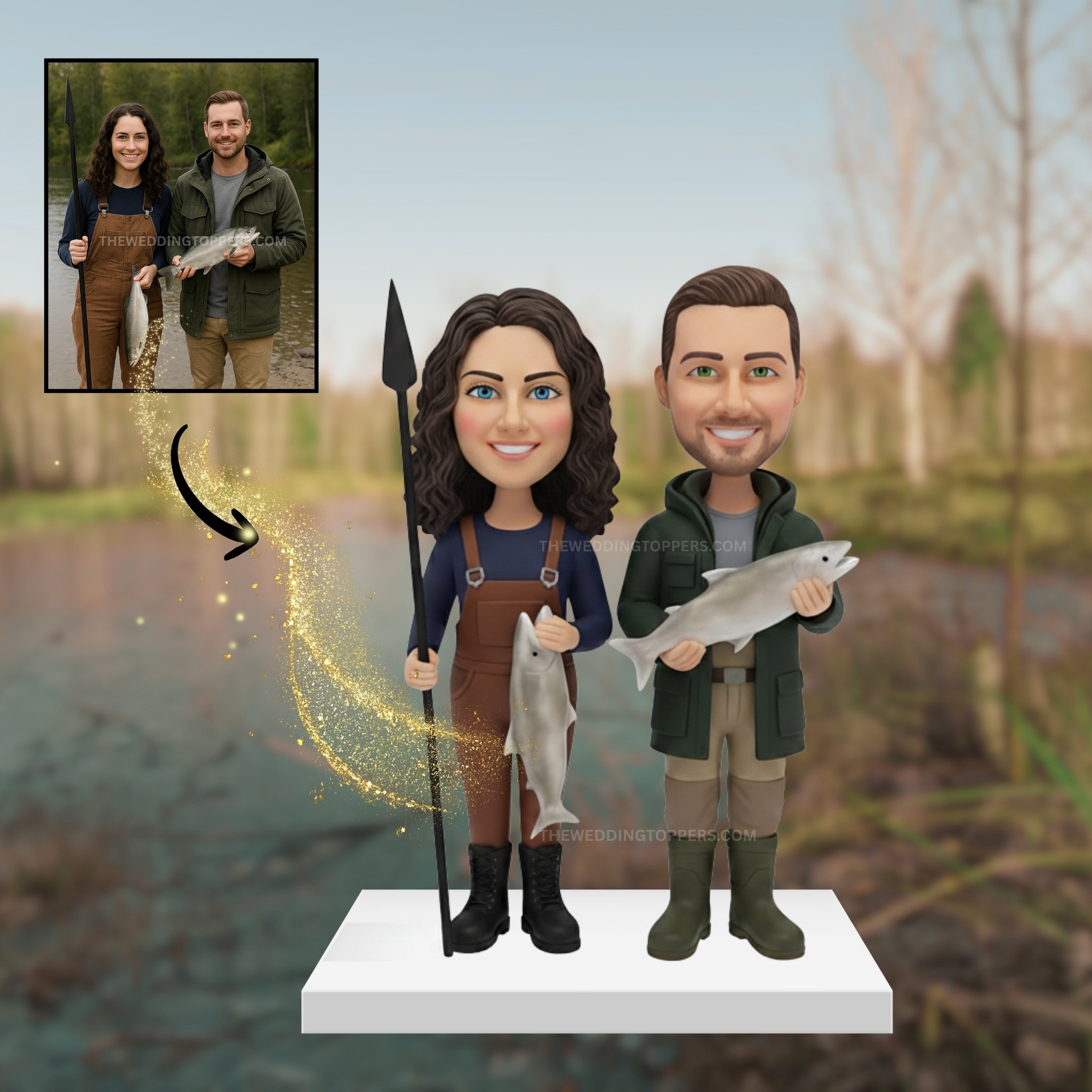 fishing couple topper Fishing couple wedding cake topper